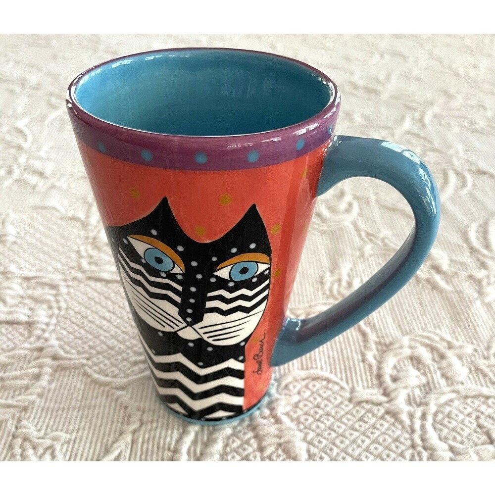 Vtg Laurel Burch "Fantastic Felines" 6” Latte Coffee Mug Cup Ceramic